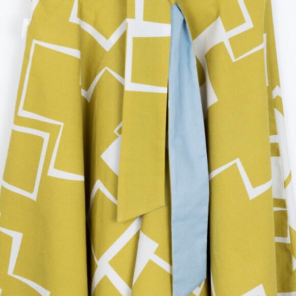 Green Motoreta Child's Dress, "Vega Dress Green & White Geometric Print" - Picture 3 of 8